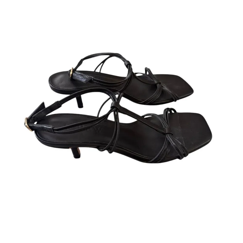 J.Crew Strappy kitten heel sandals in leather Black 5.5